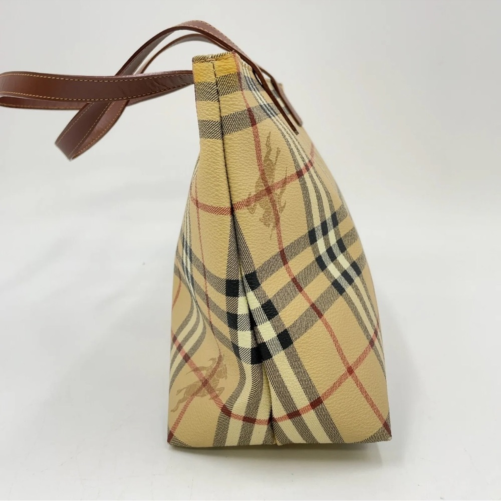 Auth Burberry Beige Nova Red Check Tote Bag Nylon and Burberry dust bag - Picture 9 of 17